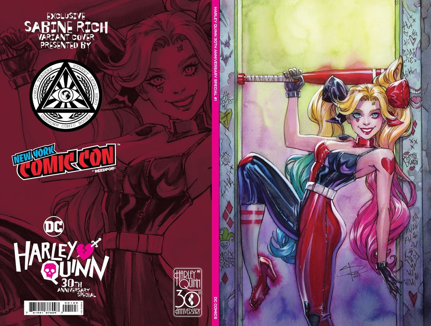 [SIGNED] HARLEY QUINN 30TH ANNIVERSARY SPECIAL #1 (ONE SHOT) UNKNOWN COMICS SABINE RICH EXCLUSIVE NYCC 2022 FOIL VIRGIN VAR (06/28/2023)
